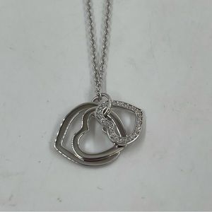 18” 925 Sterling Silver Triple Heart Silver-Tone 30th Birthday Pendant Necklace